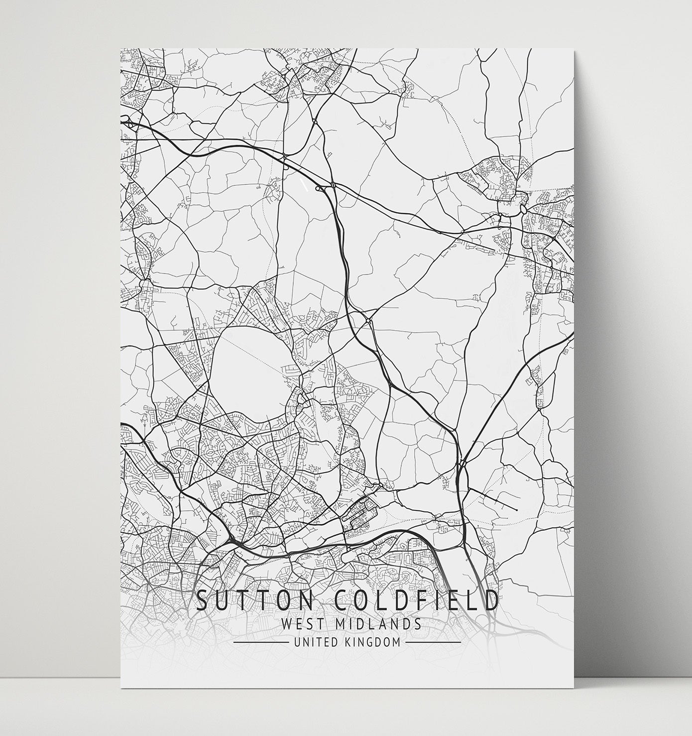 City Map Print - Sutton Coldfield - West Midlands UK City Map 16x20 Unframed Print city map wall art print – UK City Map decor