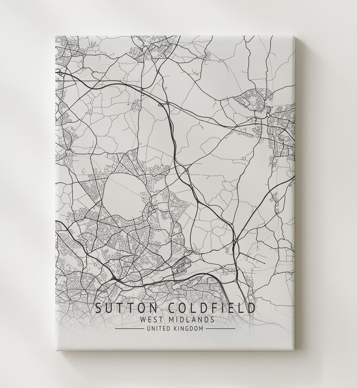 Sutton Coldfield, West Midlands - UK City Map - 20x24 Canvas