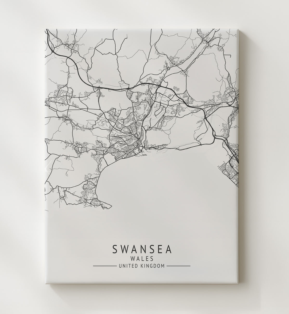 Swansea, Wales - UK City Map - 20x24 Canvas