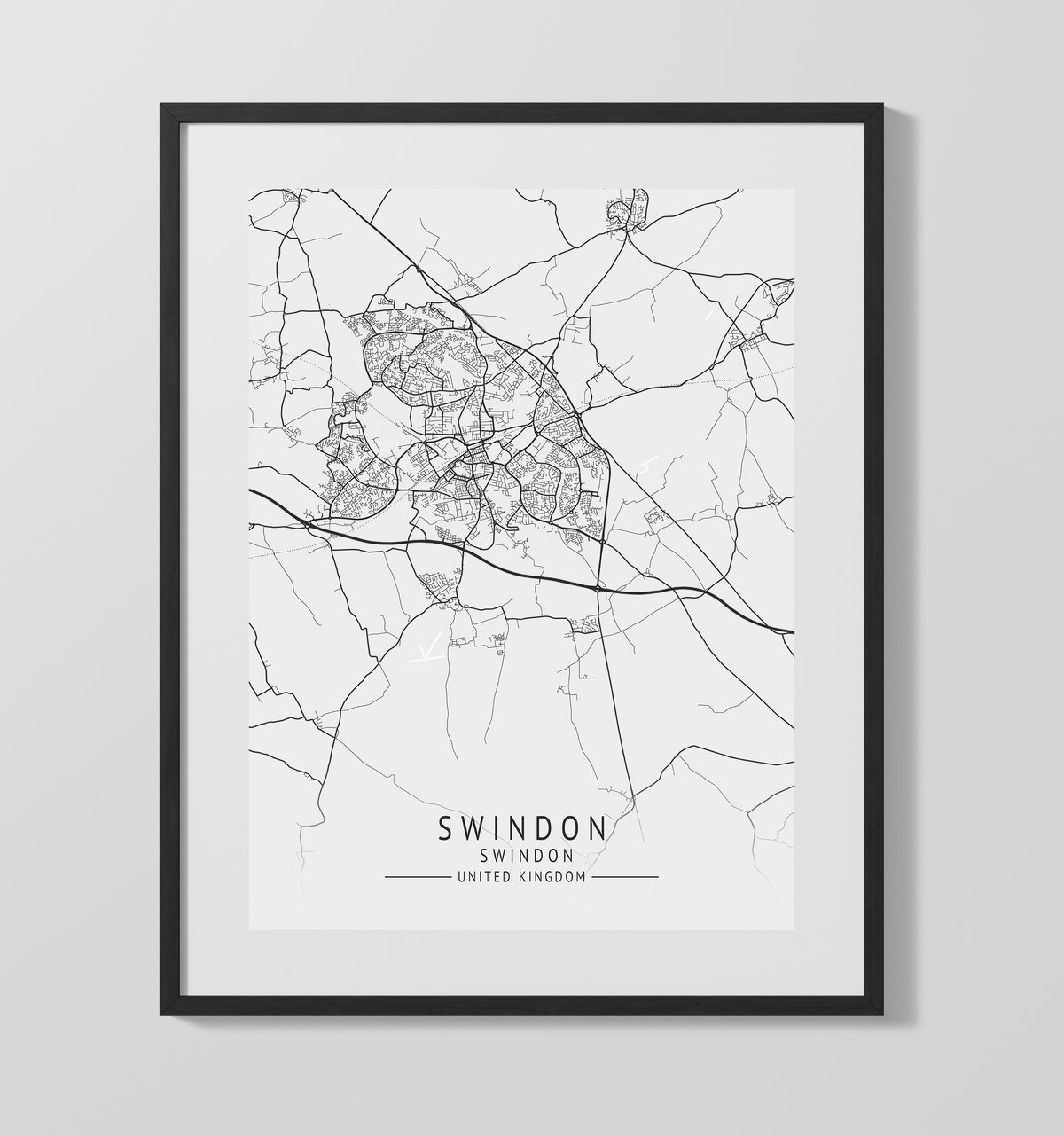 Swindon Swindon UK city map print 16x20 Unframed Print