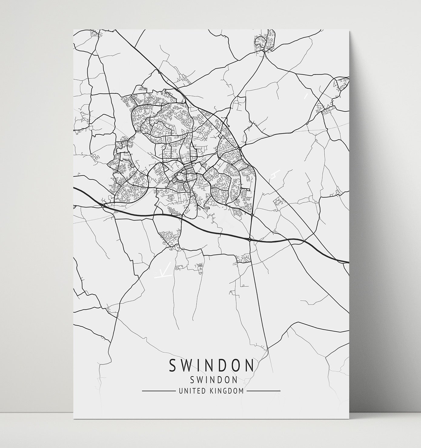 City Map Print - Swindon - Swindon UK City Map 16x20 Unframed Print city map wall art print – UK City Map decor
