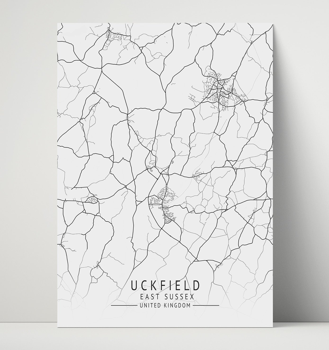 City Map Print - Uckfield - East Sussex UK City Map 16x20 Unframed Print city map wall art print – UK City Map decor