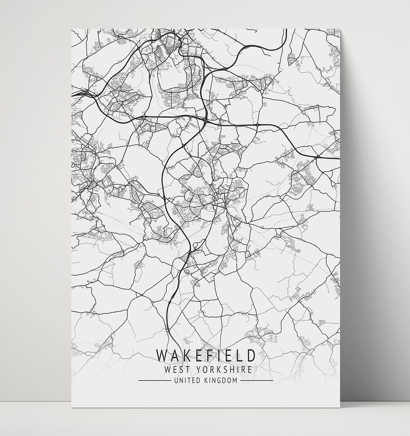 City Map Print - Wakefield - West Yorkshire UK City Map 16x20 Unframed Print city map wall art print – UK City Map decor