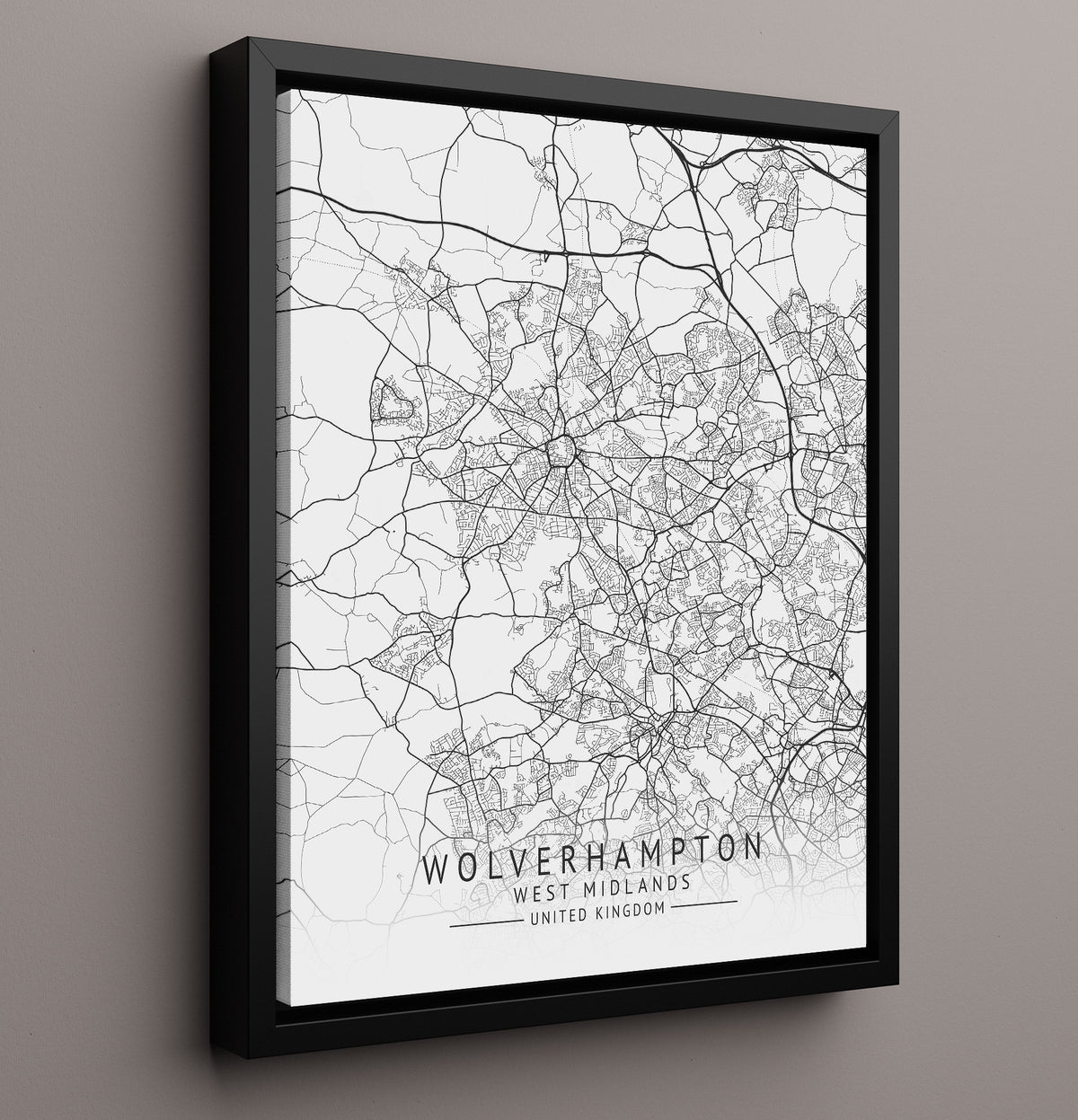Wolverhampton, West Midlands - UK City Map - 16x20 Framed Canvas