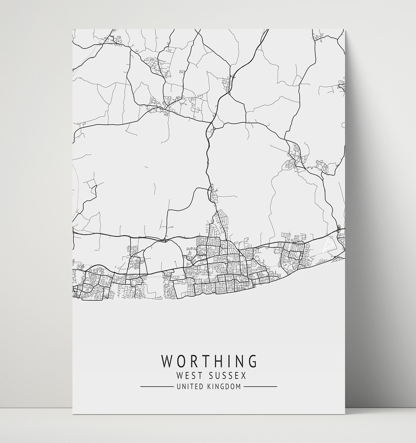 City Map Print - Worthing - West Sussex UK City Map 16x20 Unframed Print city map wall art print – UK City Map decor