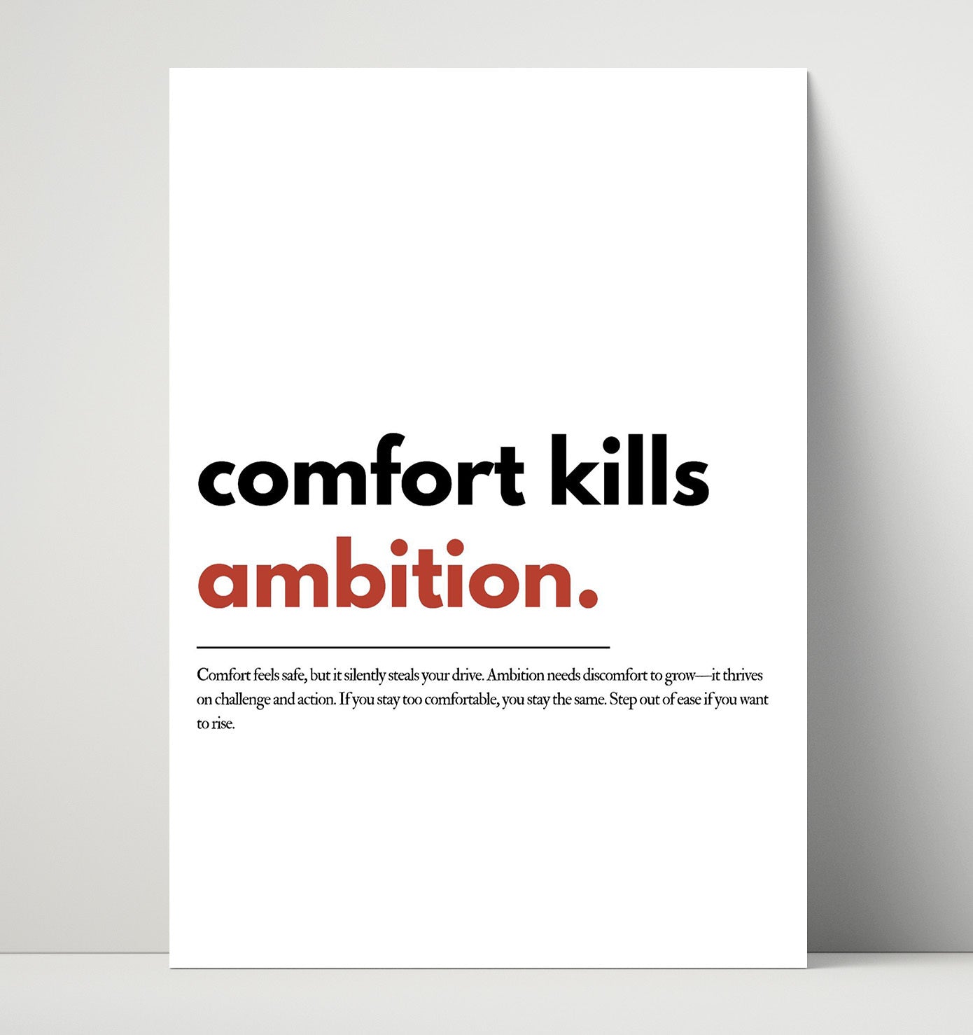 Comfort Kills Ambition Bold Statement Vintage Wall Art 16x20 Unframed Print motivational quote wall art print – Inspirational Quote Wall Art decor