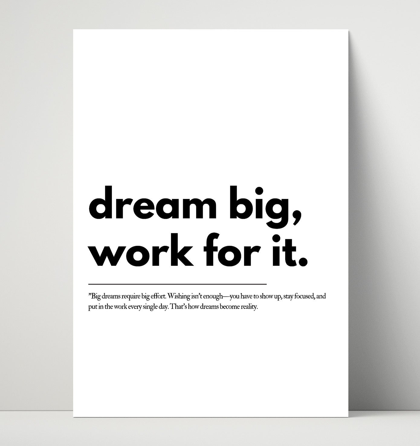 Dream Big Work for It 16x20 Unframed Print motivational quote wall art print – Inspirational Quote Wall Art decor