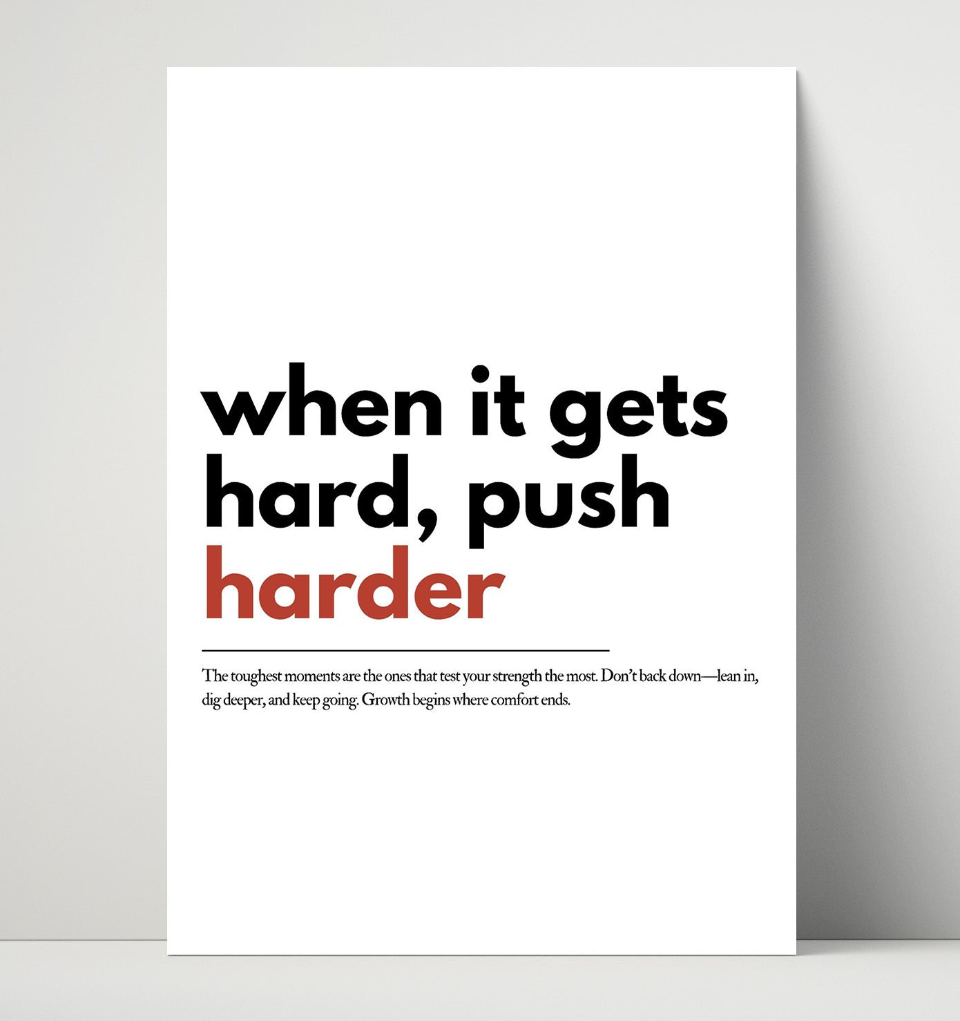When It Gets Hard Push Harder Vintage Wall Art 16x20 Unframed Print motivational quote wall art print – Inspirational Quote Wall Art decor