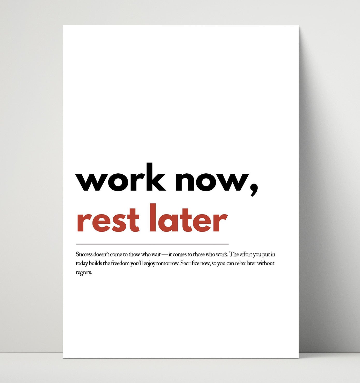 Work Now Rest Later Vintage Wall Art 16x20 Unframed Print motivational quote wall art print – Inspirational Quote Wall Art decor