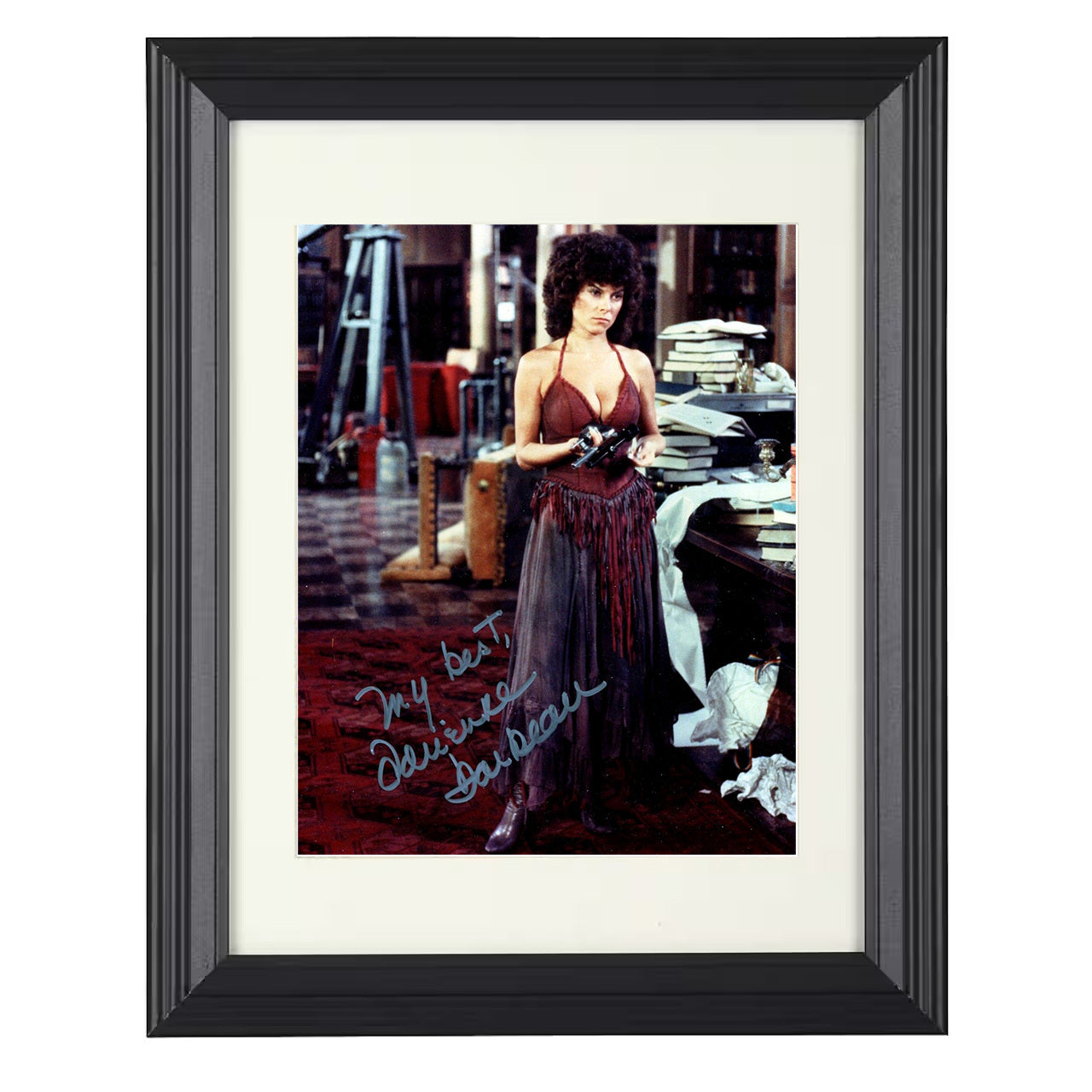 Adrienne Barbeau – Swamp Thing Alice Cable Gun Scene – 8x10 black beveled framed movie wall art