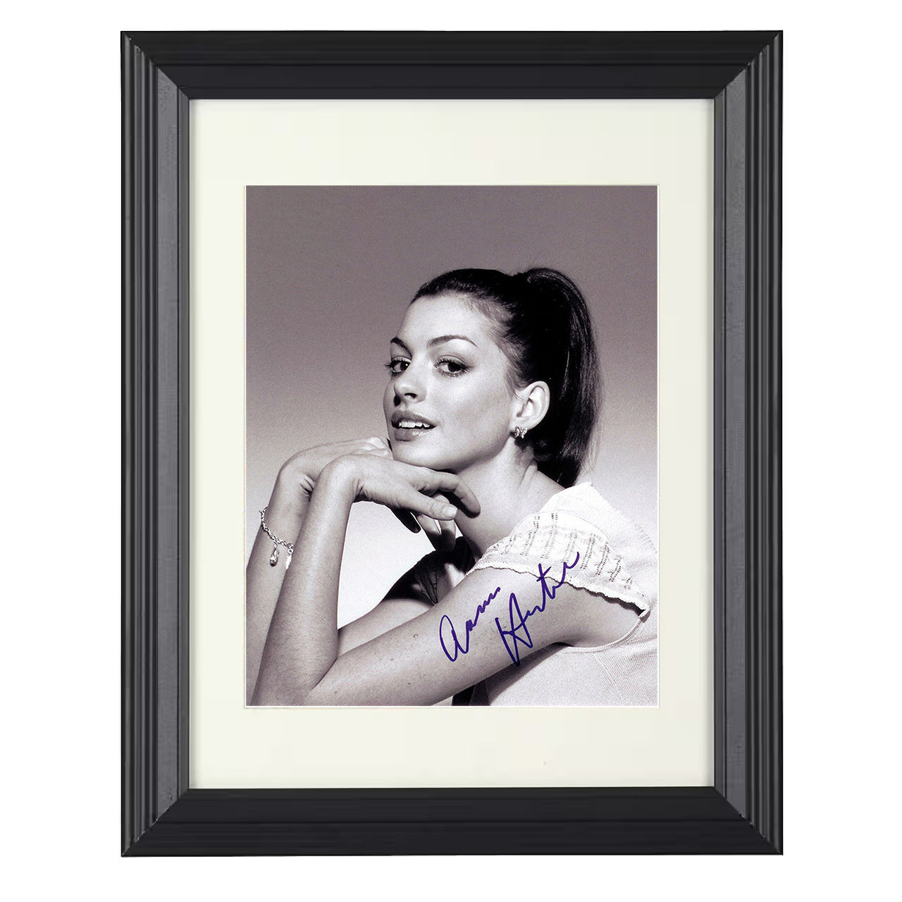 Anne Hathaway – Glamour Promo Image – 8x10 black beveled framed movie wall art