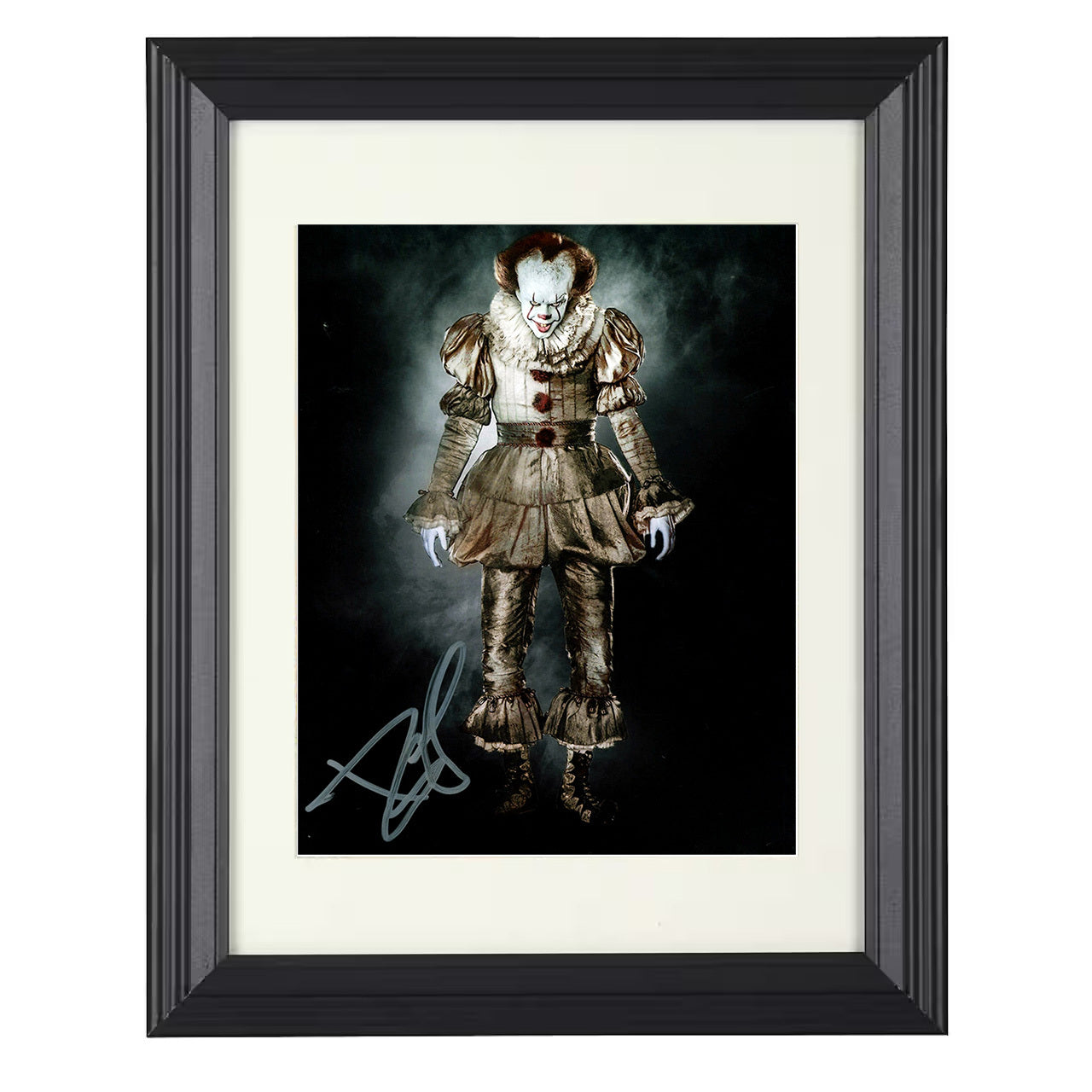Bill Skarsgard – It Pennywise the Dancing Clown Full Costume – 8x10 black beveled framed movie wall art