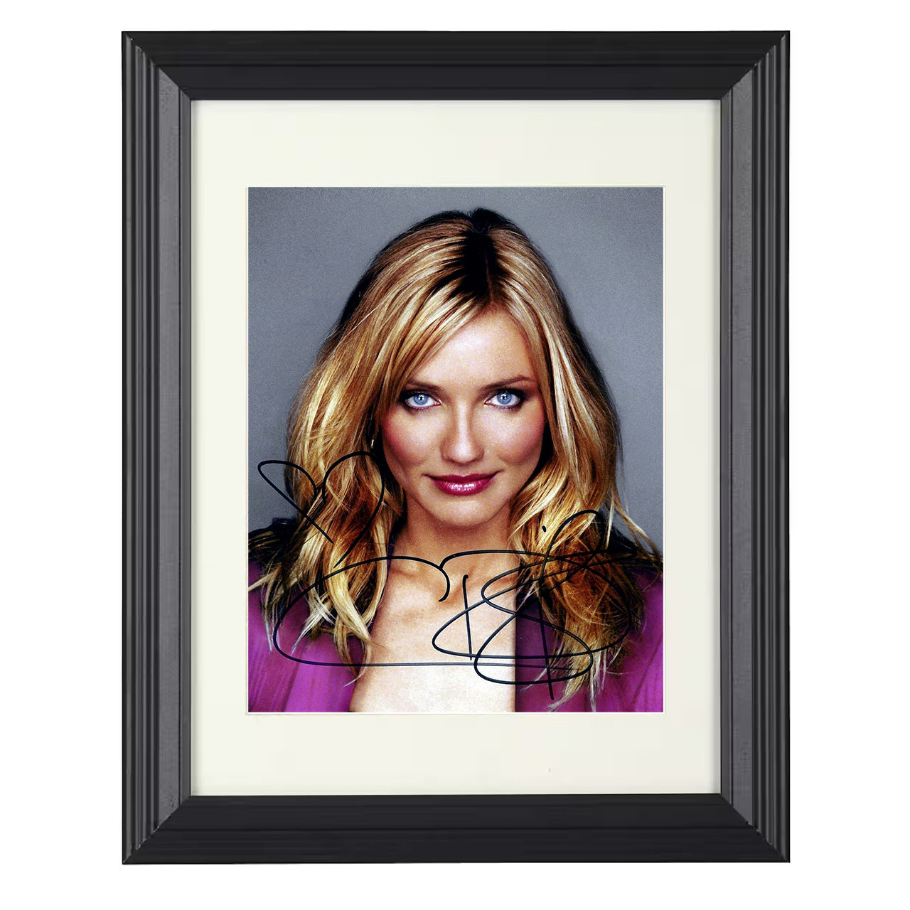 Cameron Diaz – Hollywood Actress Blonde Promotional Glamour – 8x10 black beveled framed movie wall art