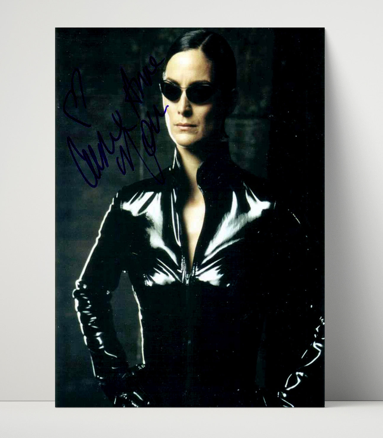 Carrie-Anne Moss - The Matrix Reloaded Trinity Gloss Black Tactical Look movie wall art 16x20 Unframed Print