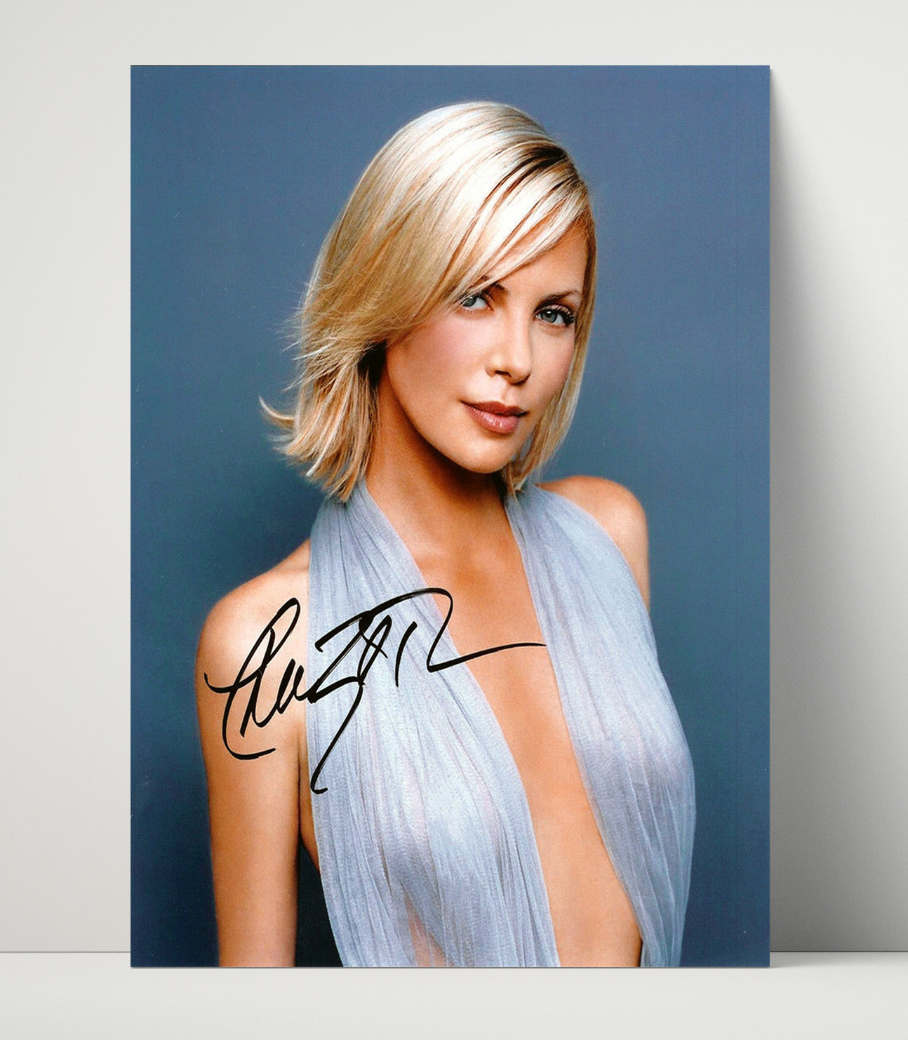 Charlize Theron - Hollywood Actress Silver Gown Studio Glamour Vintage Movie Wall Art - 16x20 Unframed Print movie decor