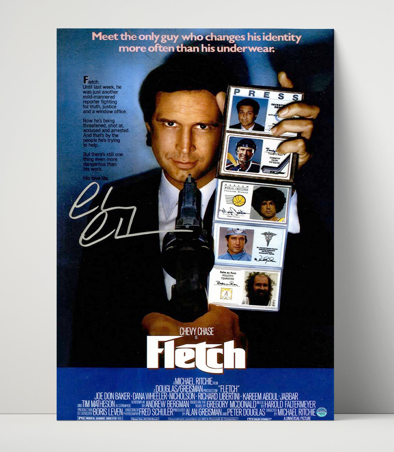 Chevy Chase - Fletch Disguise ID Card Movie Poster movie wall art 16x20 Unframed Print