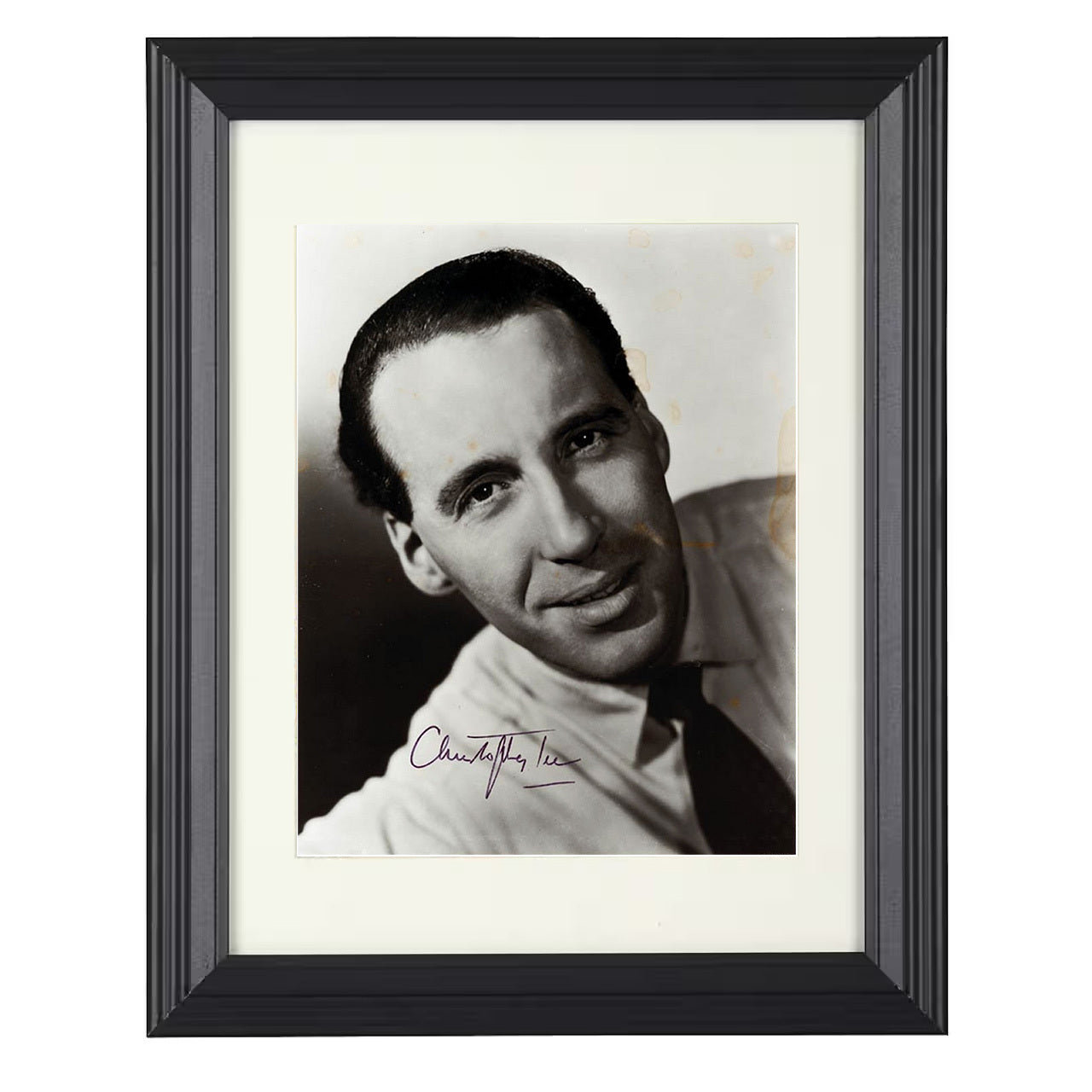 Christopher Lee – Distinguished Classic Headshot – 8x10 black beveled framed movie wall art