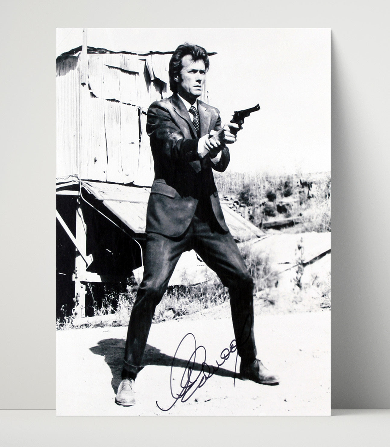 Dirty Harry - Clint Eastwood - Harry CallahanRevolver Stance Desert Shack Scene Vintage Movie Wall Art - 16x20 Unframed Print movie decor