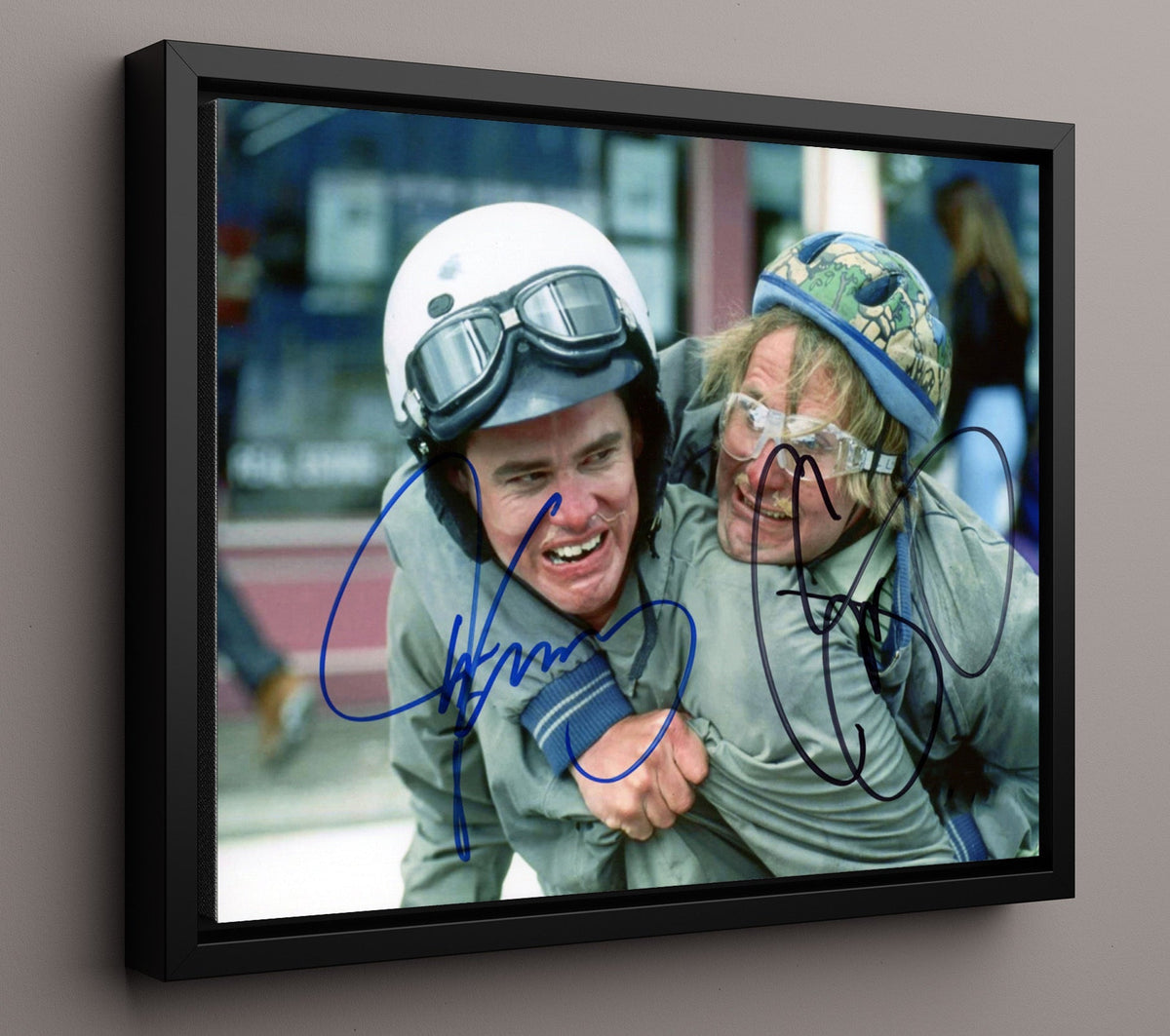 Dumb and Dumber - Jim Carrey - Lloyd Christmas - and Jeff Daniels - Harry Dunne - Chaotic scooter ride panic movie wall art 16x20 Gallery Frame