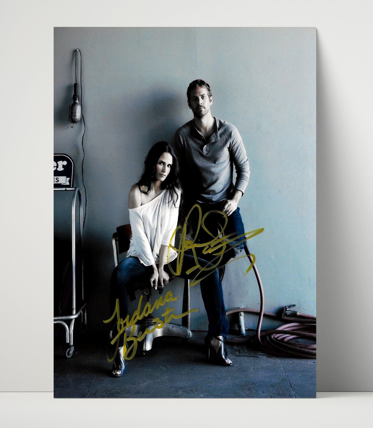 Fast and Furious - Paul Walker Jordana Brewster Garage Romance Duo movie wall art 16x20 Unframed Print