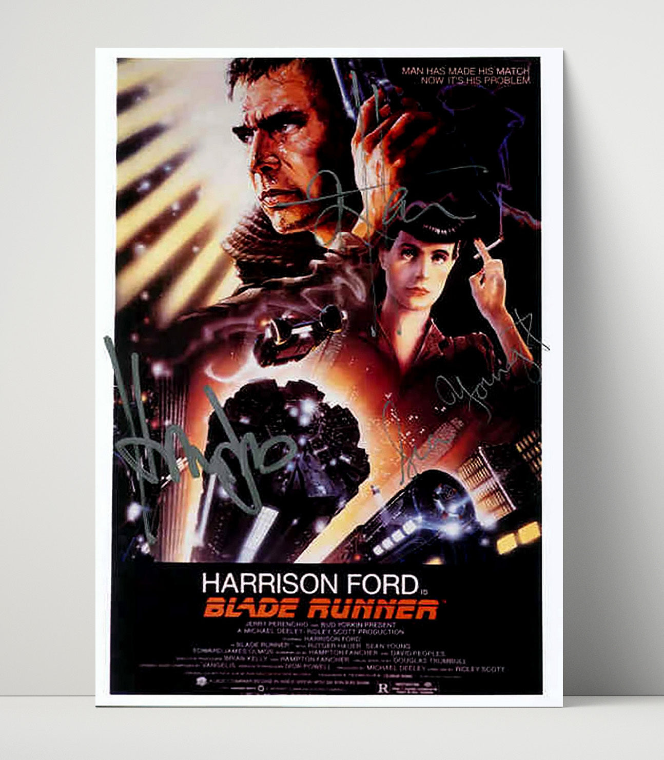 Harrison Ford and Sean Young - Blade Runner Rick Deckard and Rachael Theatrical Poster Art Vintage Movie Wall Art - 16x20 Unframed Print movie decor