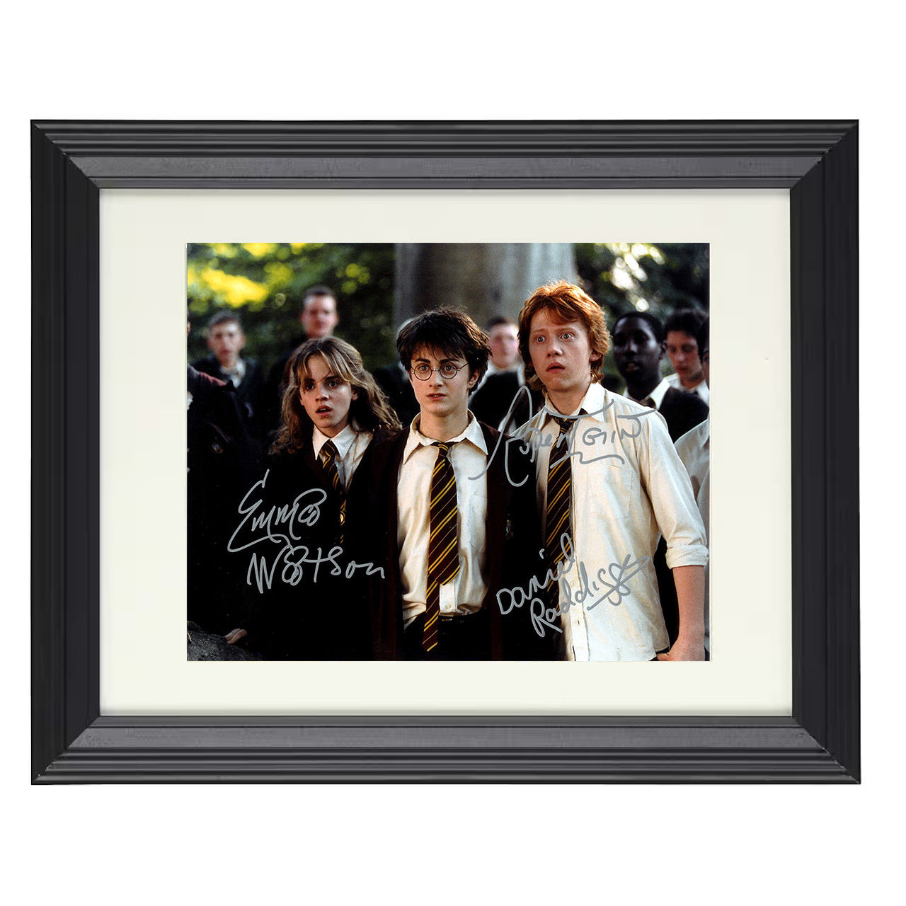 Harry Potter – Cast – Shocked Trio Image – 8x10 black beveled framed movie wall art