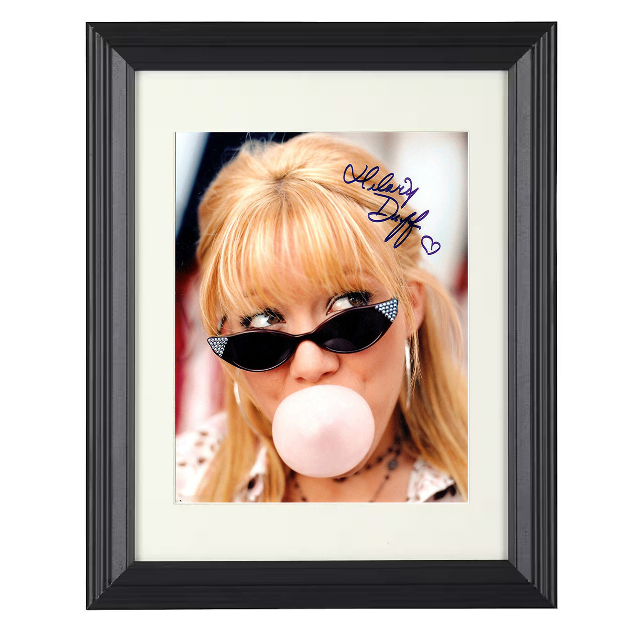 Hilary Duff – Bubblegum Pop Star Bubble Pose – 8x10 black beveled framed movie wall art