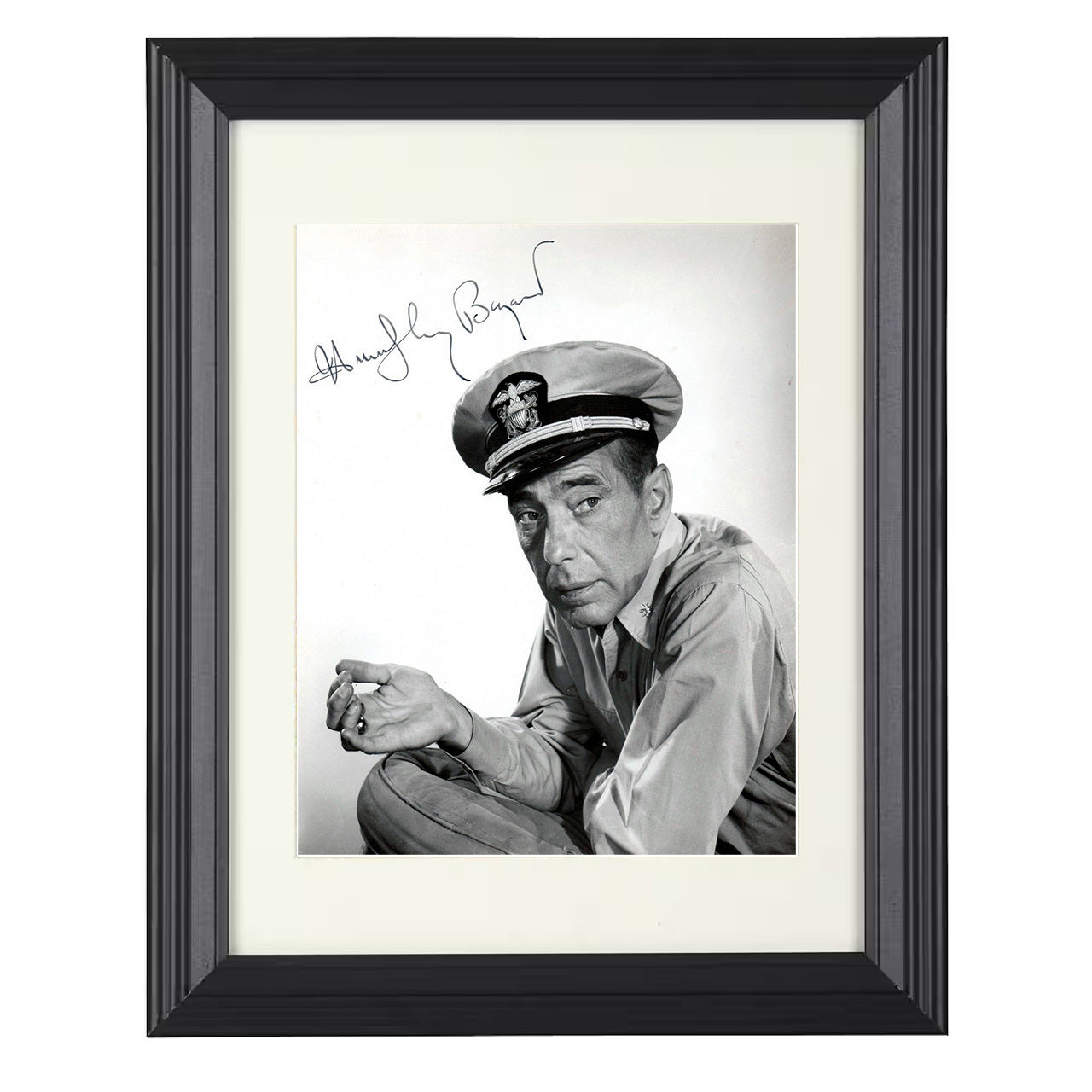 Humphrey Bogart – Golden Age Hollywood Tough-Guy Image – 8x10 black beveled framed movie wall art