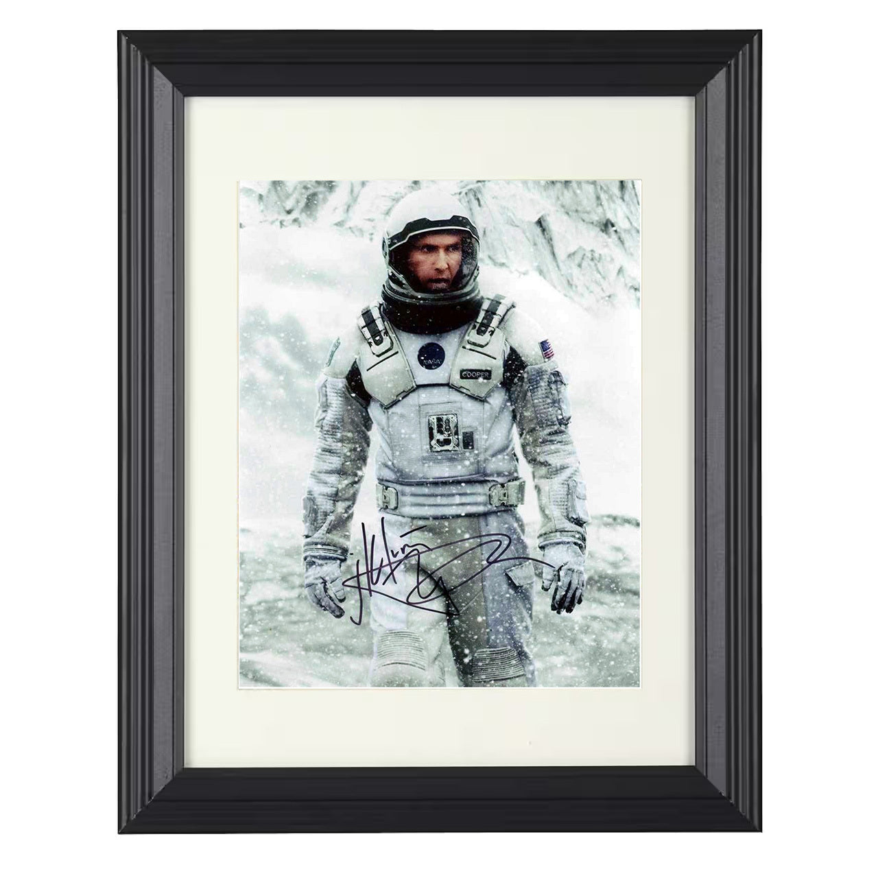Interstellar – Matthew McConaughey Planet Survival – 8x10 black beveled framed movie wall art