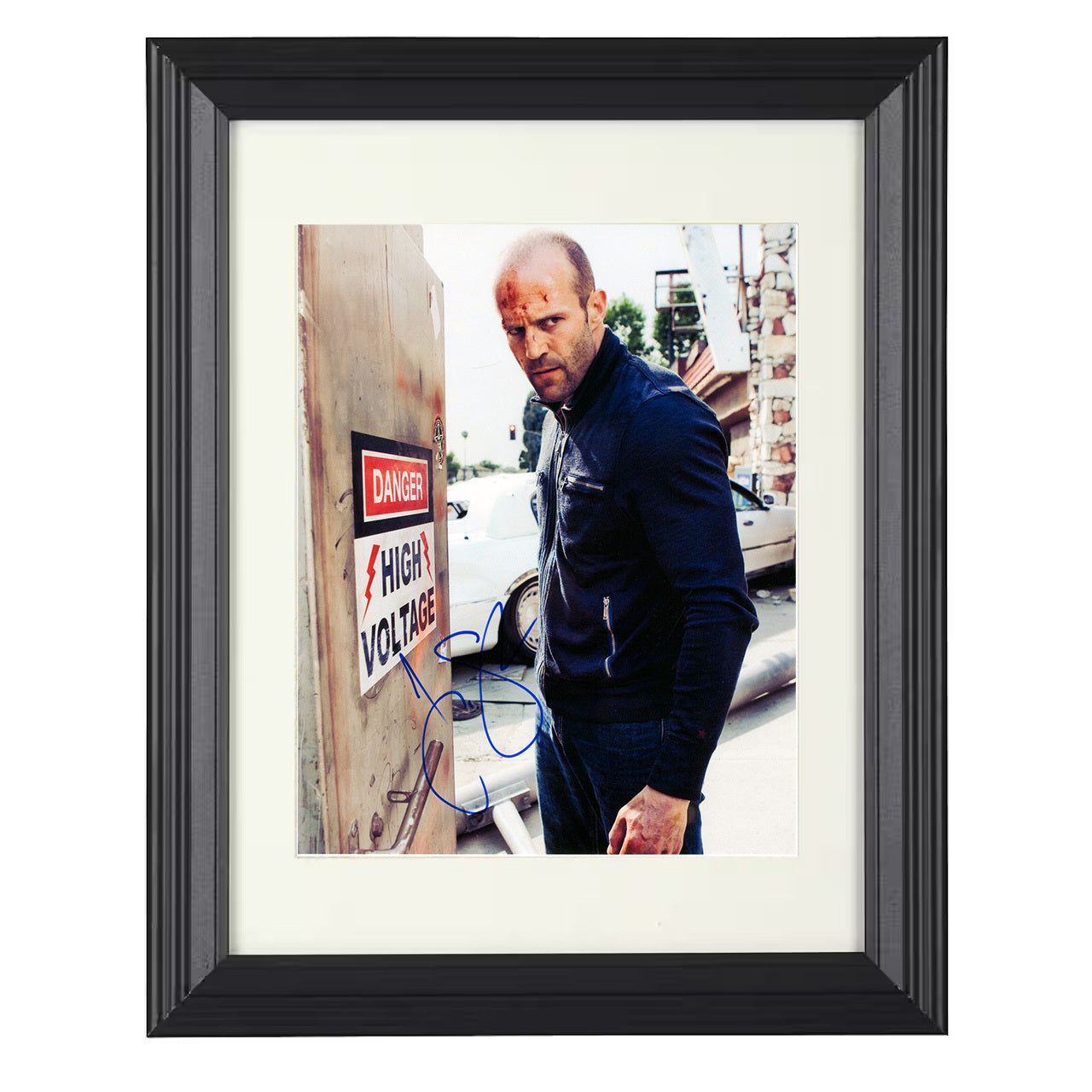 Jason Statham – Gritty Action Hero Intense Stare – 8x10 black beveled framed movie wall art