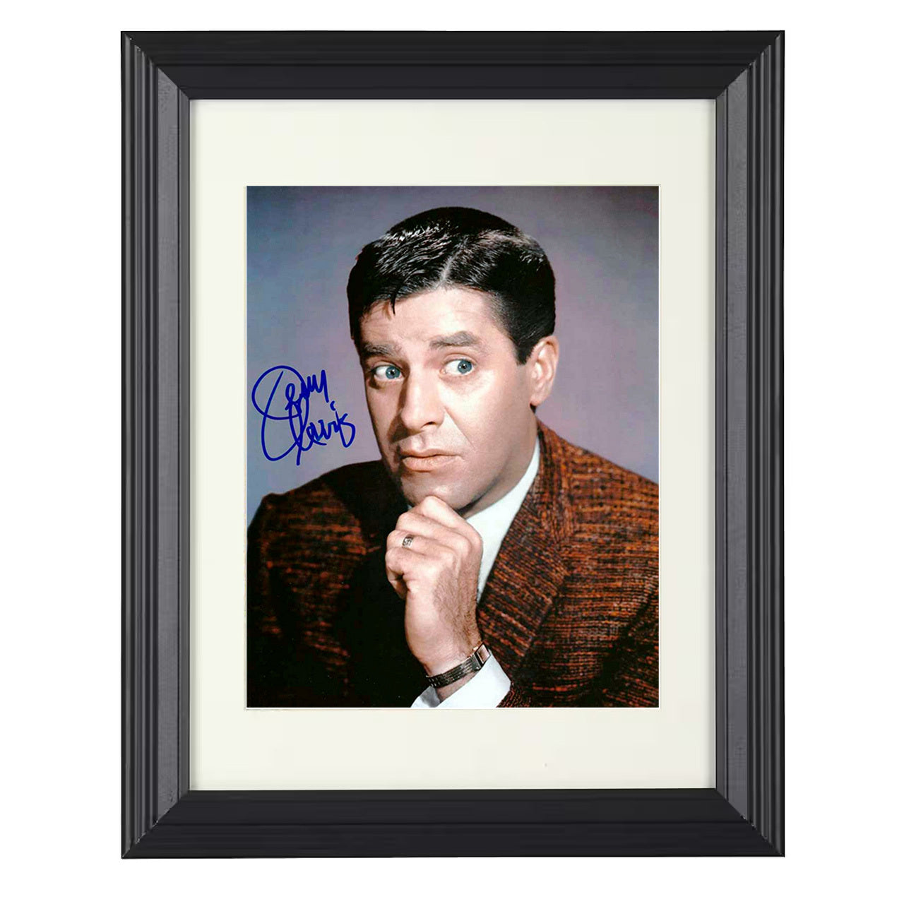 Jerry Lewis – Classic Comedic Genius Smirk – 8x10 black beveled framed movie wall art