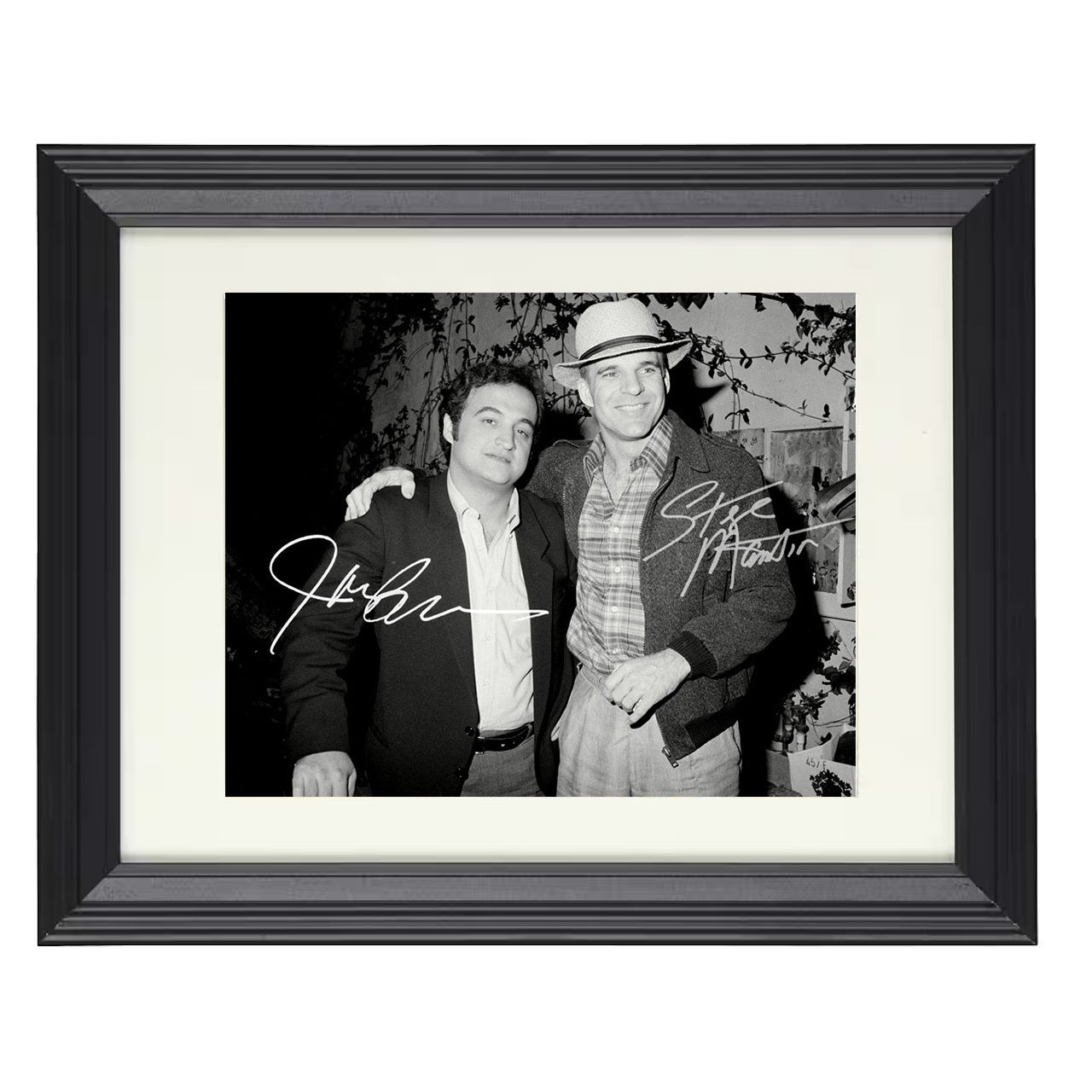 John Belushi and Steve Martin – Comedy Legends – 8x10 black beveled framed movie wall art