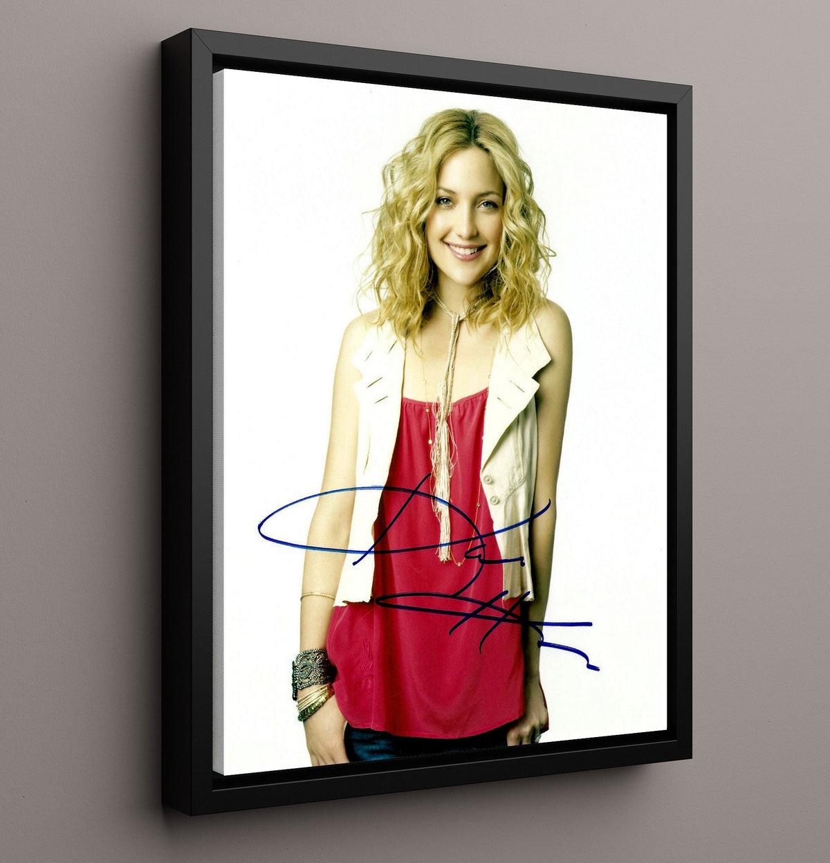 Kate Hudson - Red Blouse Cream Vest Smiling Blonde movie wall art 16x20 Gallery Frame