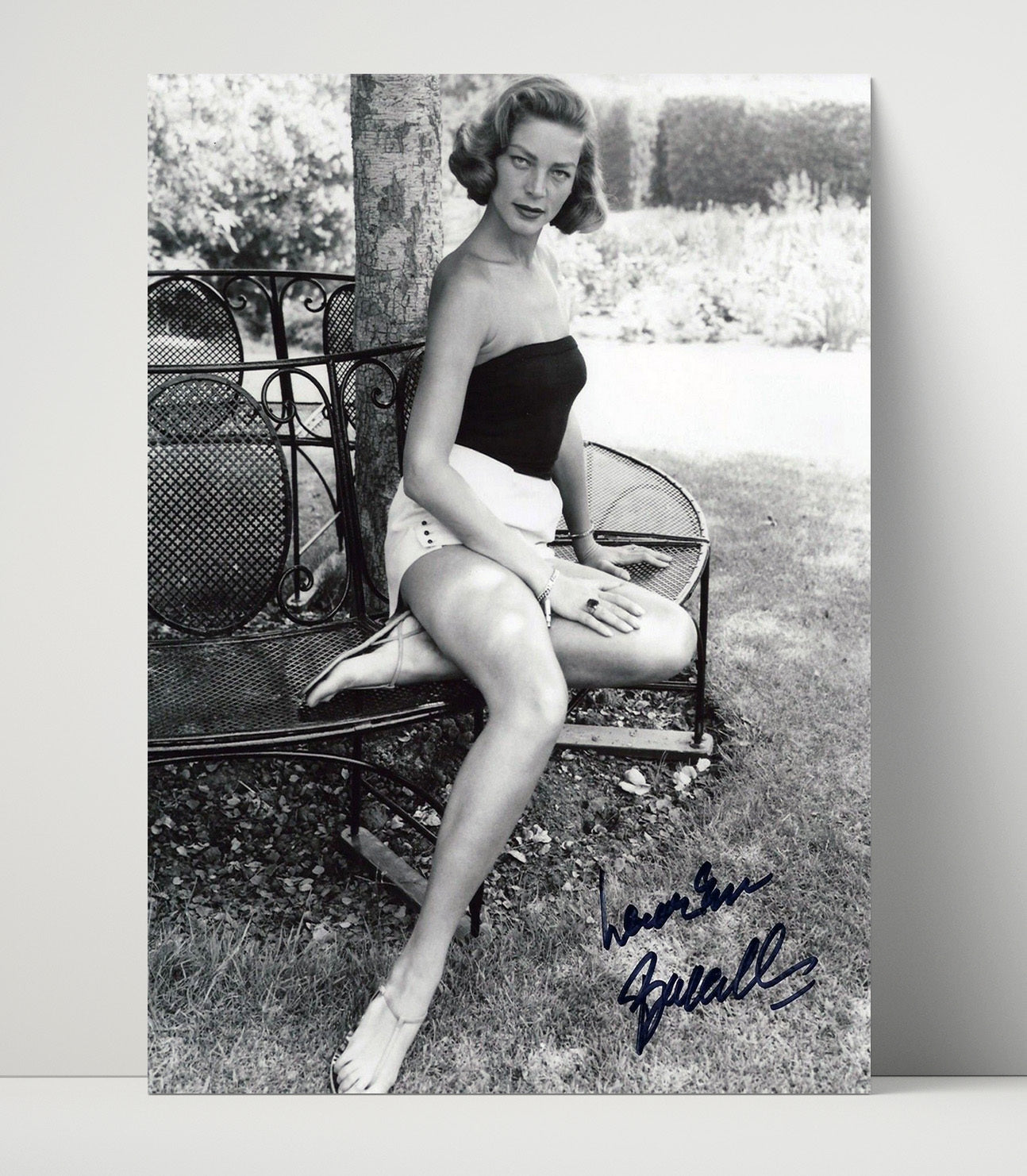 Lauren Bacall - Garden Bench Classic Hollywood Pose movie wall art 16x20 Unframed Print