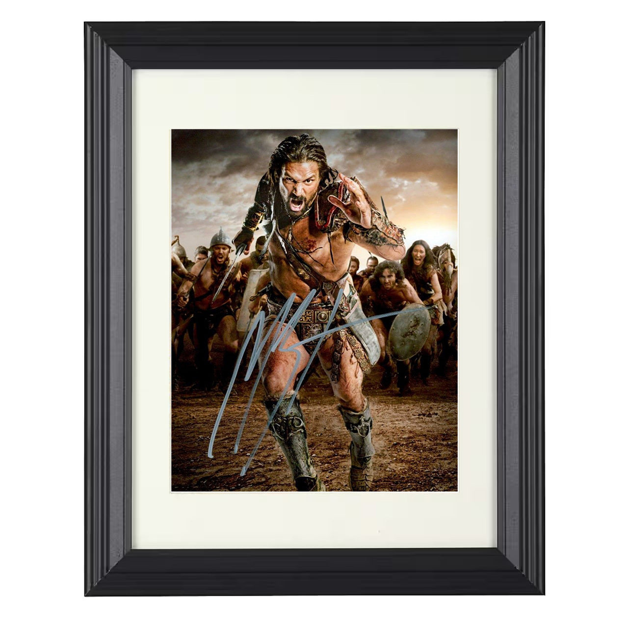 Manu Bennett – Battle Charge Warrior – 8x10 black beveled framed movie wall art
