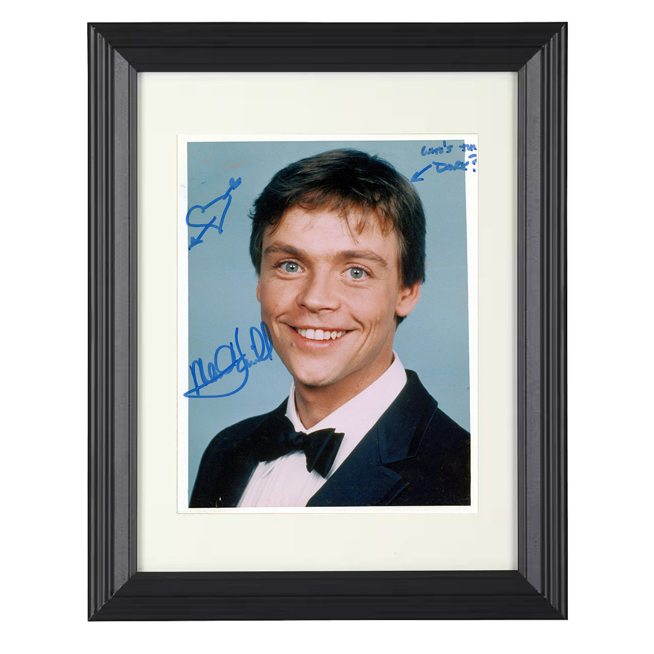 Mark Hamill – Young Tuxedo Grin Playful Headshot – 8x10 black beveled framed movie wall art