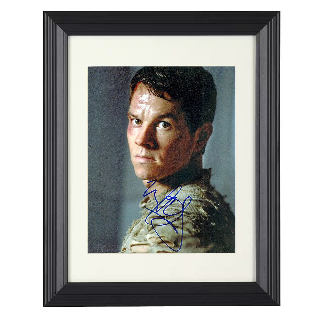 Mark Wahlberg – Intense Battle Worn Grit Character Look – 8x10 black beveled framed movie wall art