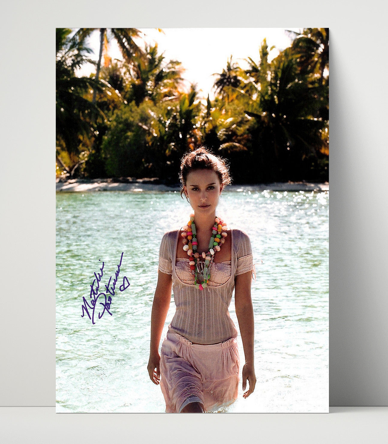 Natalie Portman Tropical Lagoon Beaded Necklace Island Beauty movie wall art 16x20 Unframed Print