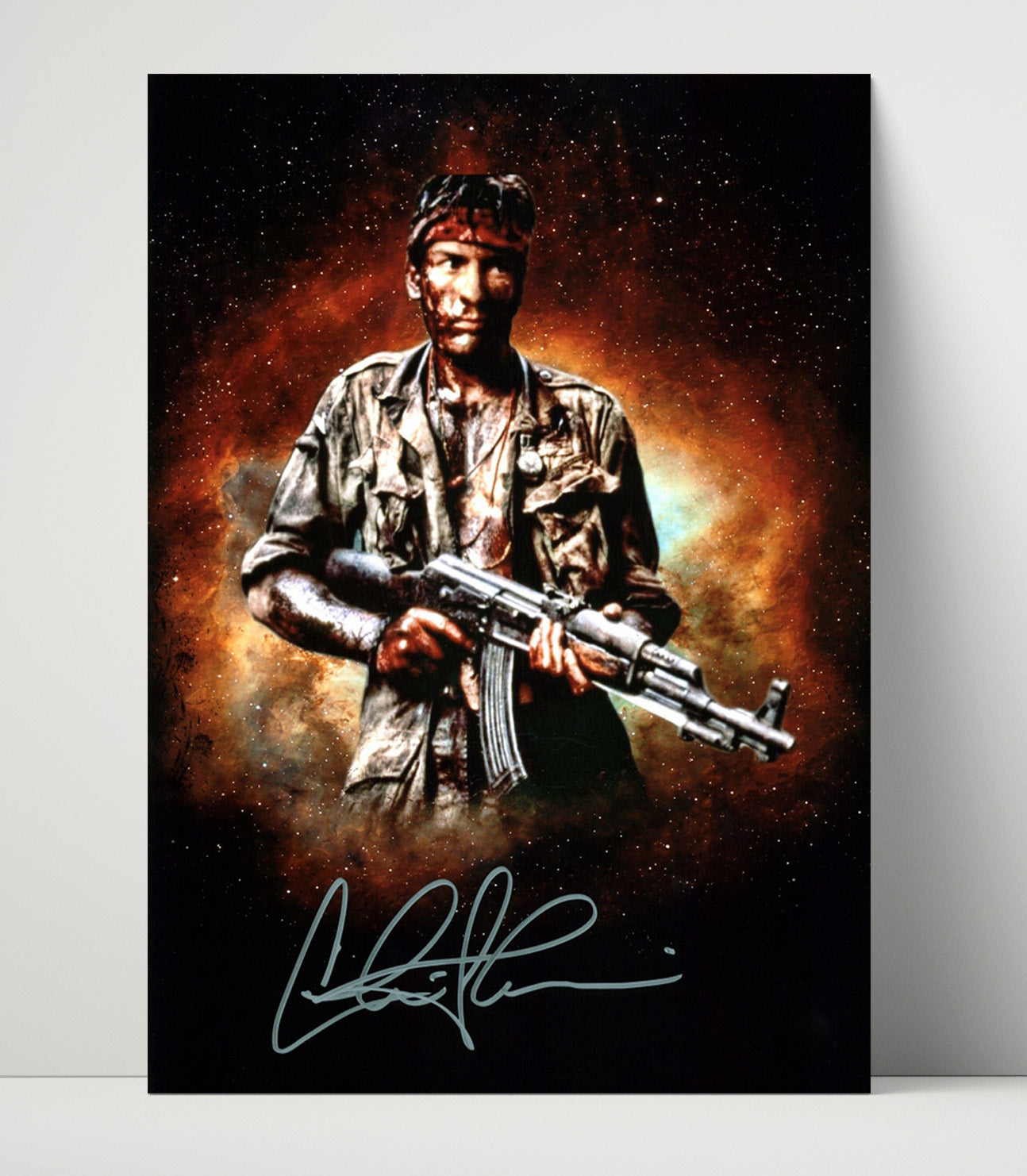 Platoon - Charlie Sheen - Chris TaylorBattle Worn Soldier Holding Rifle Vintage Movie Wall Art - 16x20 Unframed Print movie decor