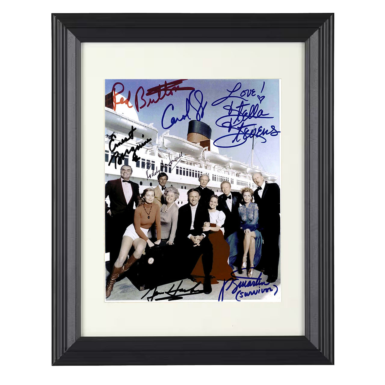 Poseidon Adventure Cast – Disaster Legends Image – 8x10 black beveled framed movie wall art