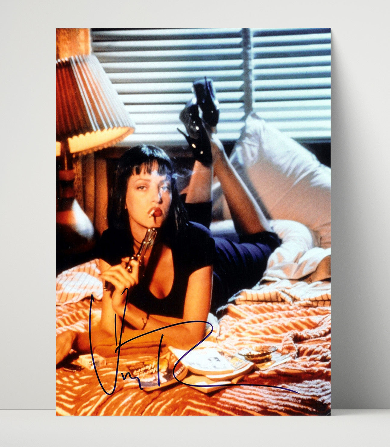 Pulp Fiction - Uma Thurman - Mia Wallace - Bedside Gun Smoke movie wall art 16x20 Unframed Print
