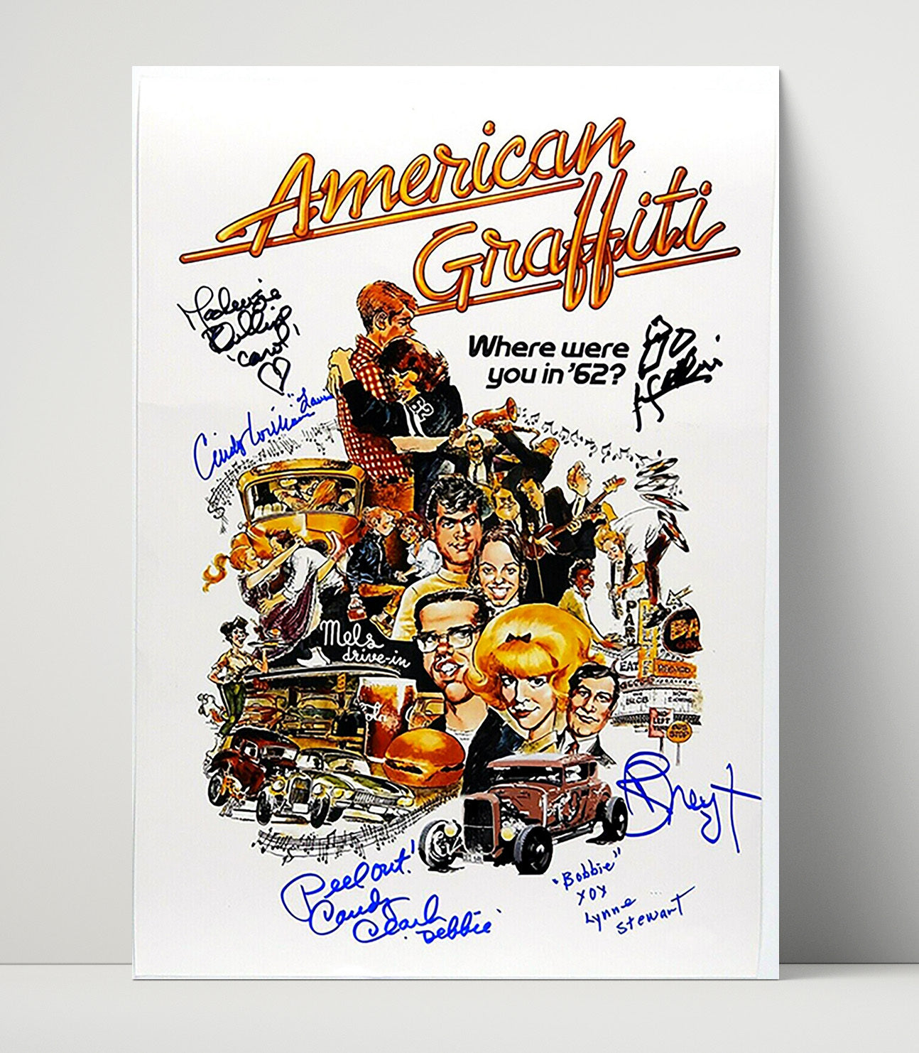Richard Dreyfuss Ron Howard and Cast - American Graffiti Ensemble Cast Poster movie wall art 16x20 Unframed Print