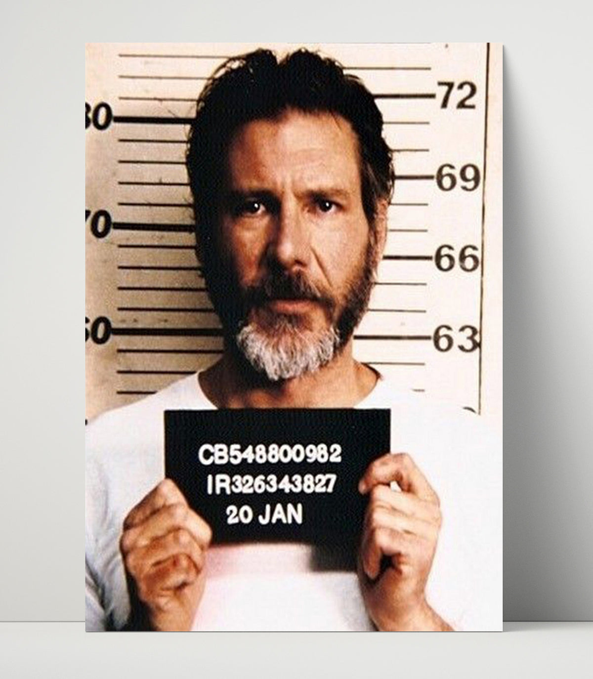 The Fugitive - Harrison Ford - Richard Kimble - Prison Intake Mugshot movie wall art 16x20 Unframed Print