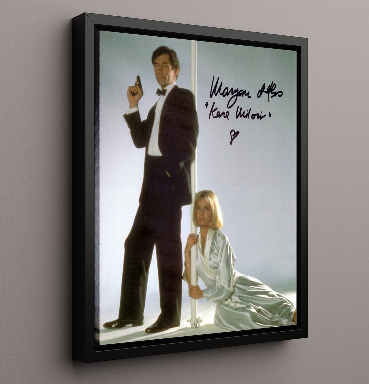 The Living Daylights - Maryam dAbo - Kara Milovy - Bond Girl In Silver Satin Pose movie wall art 16x20 Gallery Frame