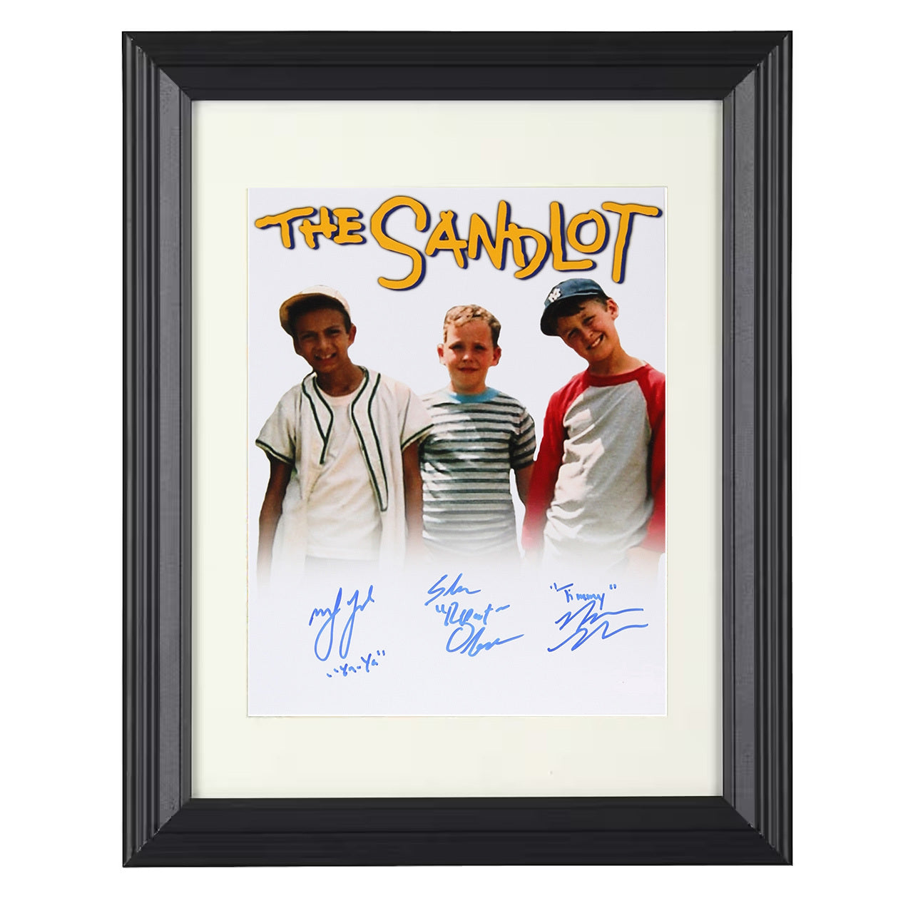 The Sandlot – Cast Backyard Baseball Crew – 8x10 black beveled framed movie wall art