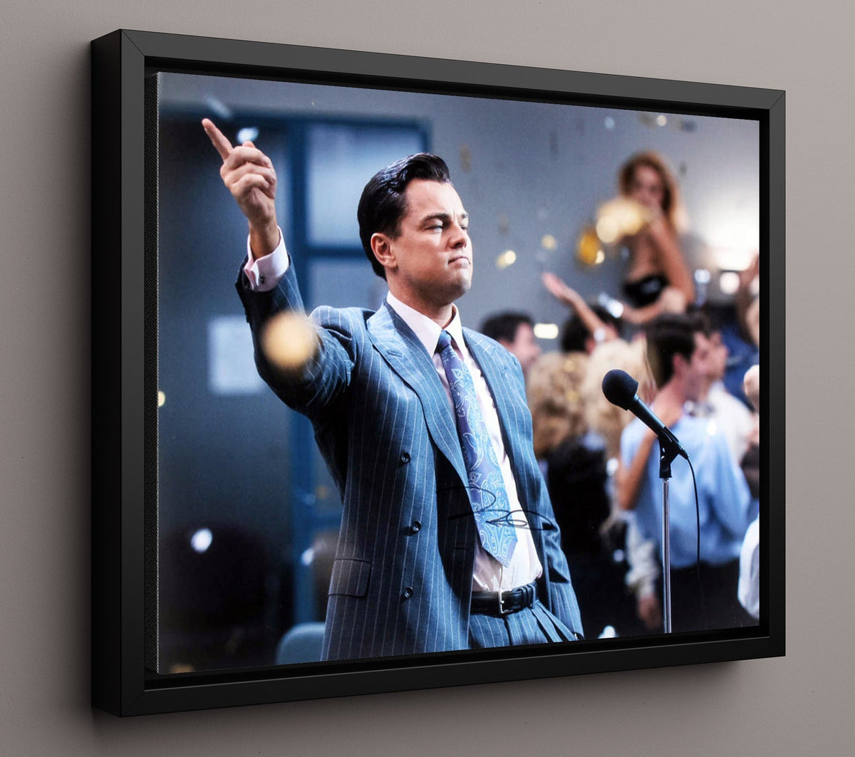 The Wolf of Wall Street - Leonardo DiCaprio - Jordan Belfort - Mic Drop Rally movie wall art 16x20 Gallery Frame