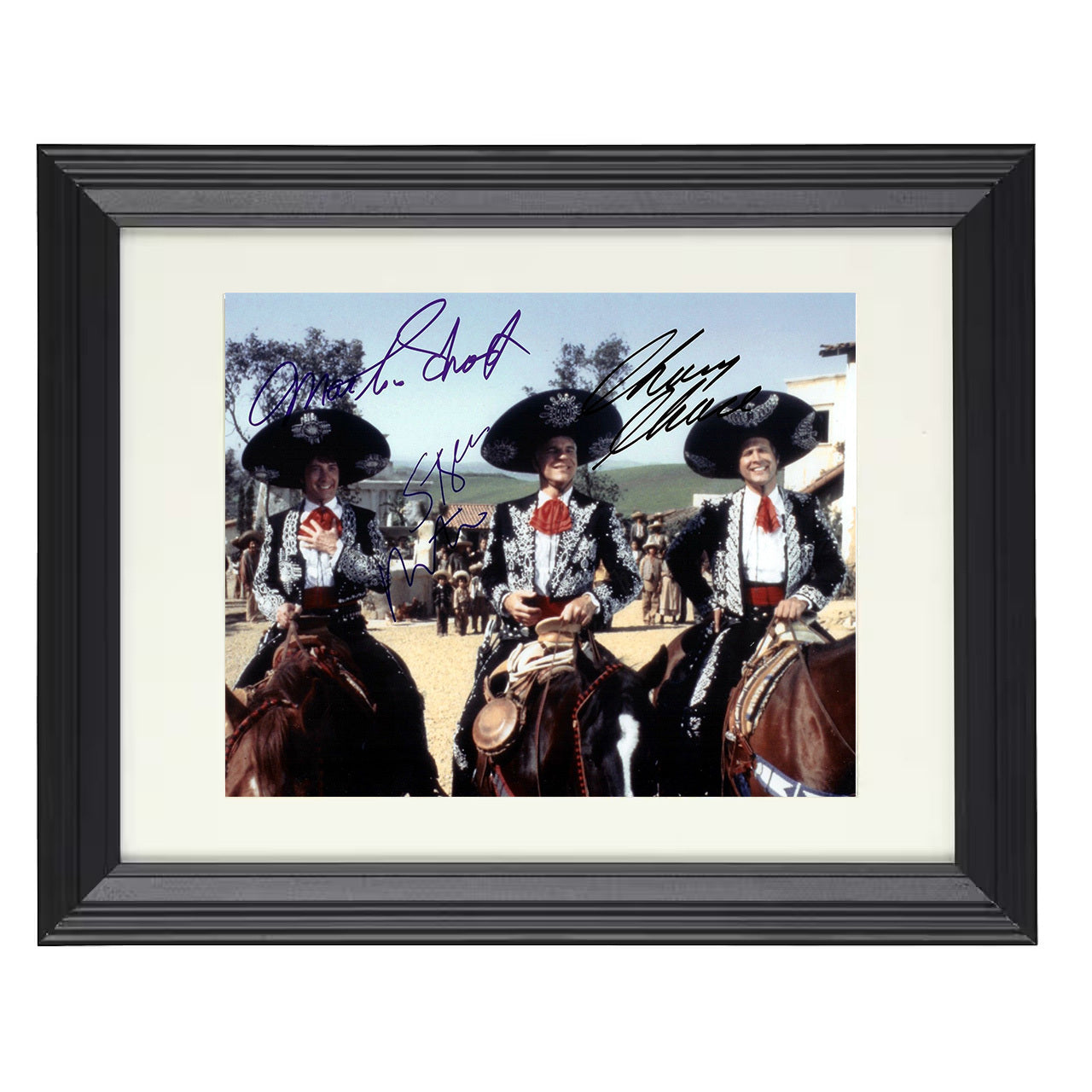 Three Amigos – Steve Martin Desert Ride Trio – 8x10 black beveled framed movie wall art