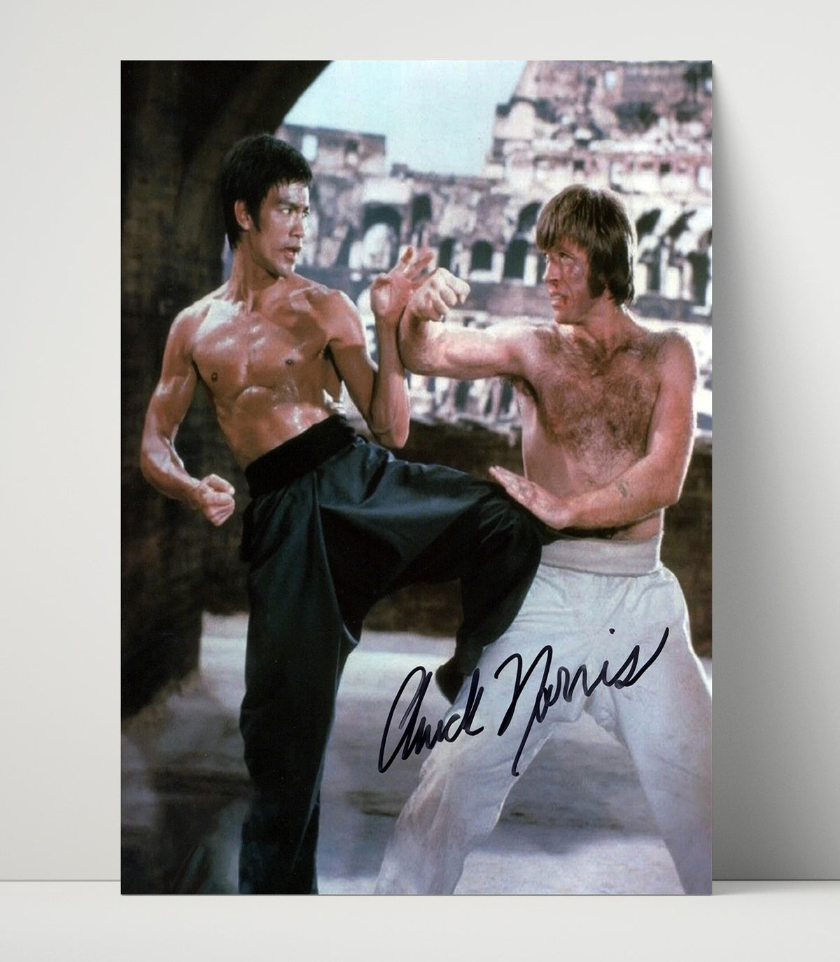 Way of the Dragon - Bruce Lee - Tang Lungand Chuck Norris - Colt - Colosseum Fight Standoff movie wall art 16x20 Unframed Print