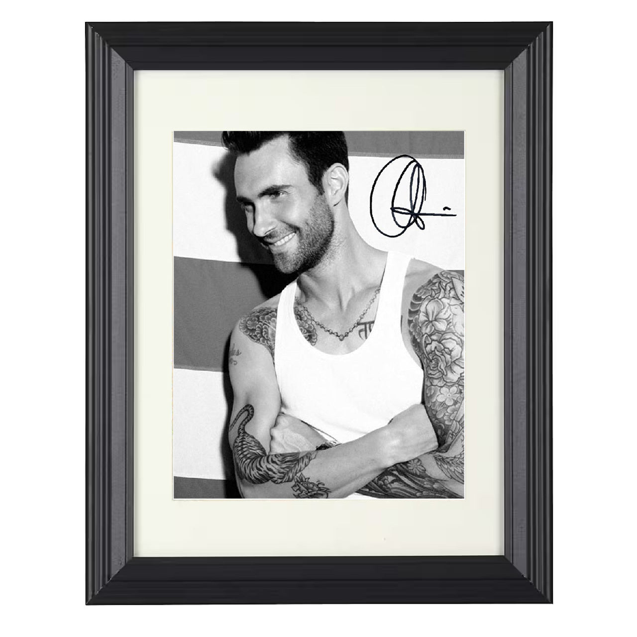 Adam Levine – Smiling Image with Tattoos Image – 8x10 black beveled framed music wall art