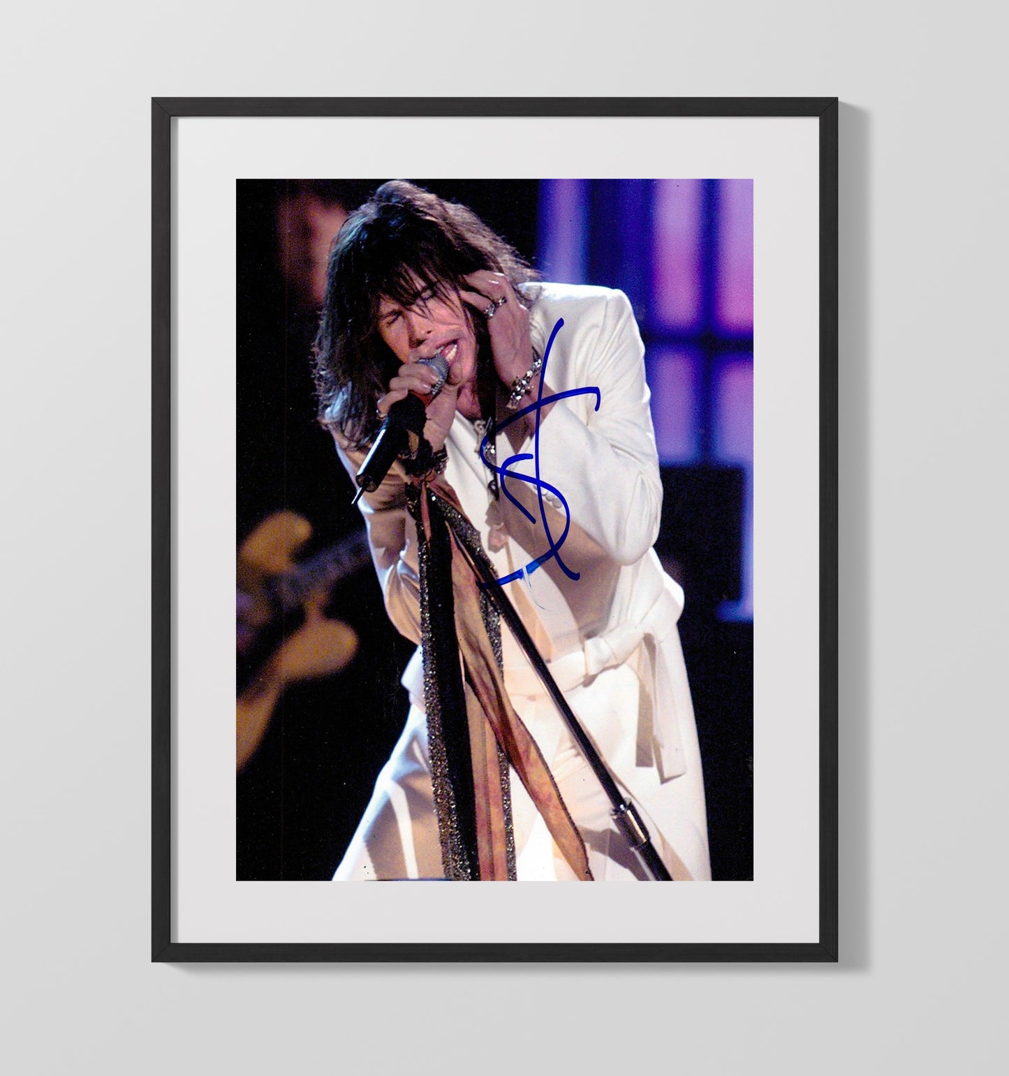 Aerosmith - Steven Tyler Live Microphone Performance 8x10 Framed Canvas vintage music wall art